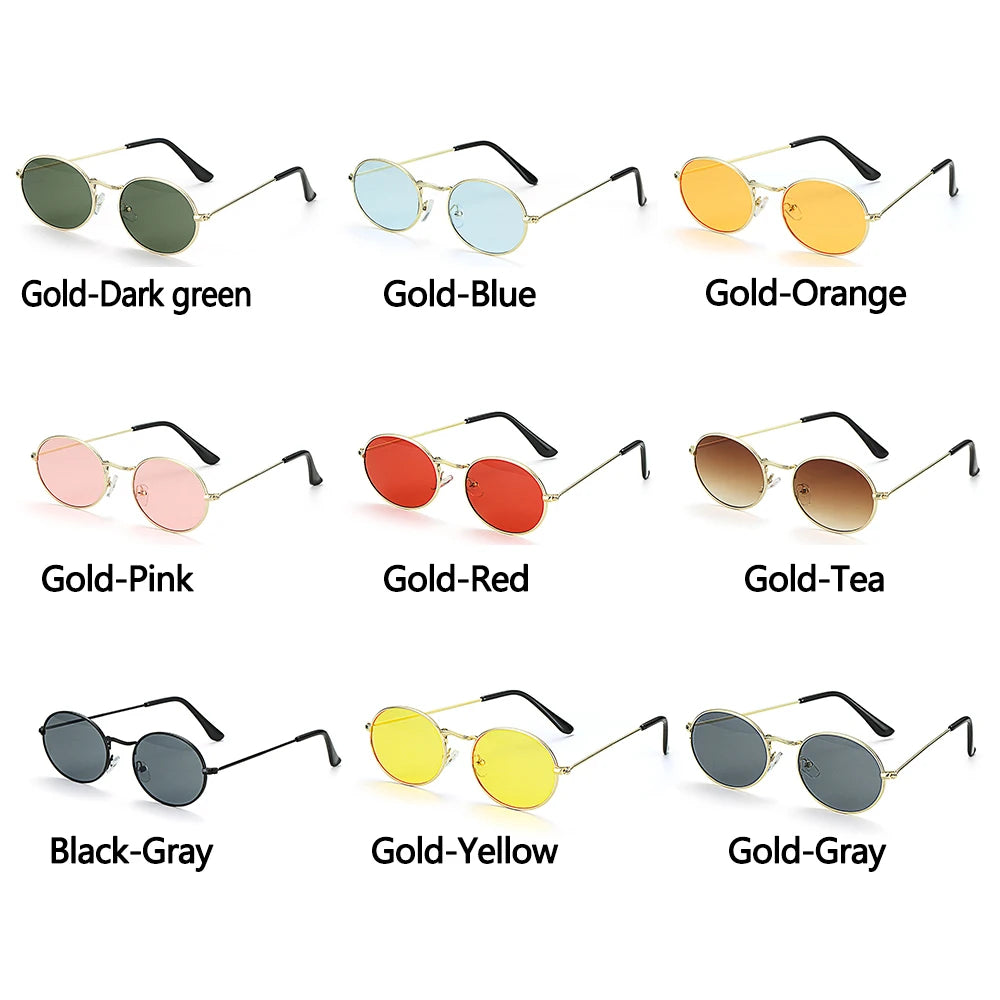 Lunettes de soleil ovales pour femmes, lunettes de conduite, monture ronde sexy, style rétro vintage, couleur or, petite taille, accessoires de cyclisme