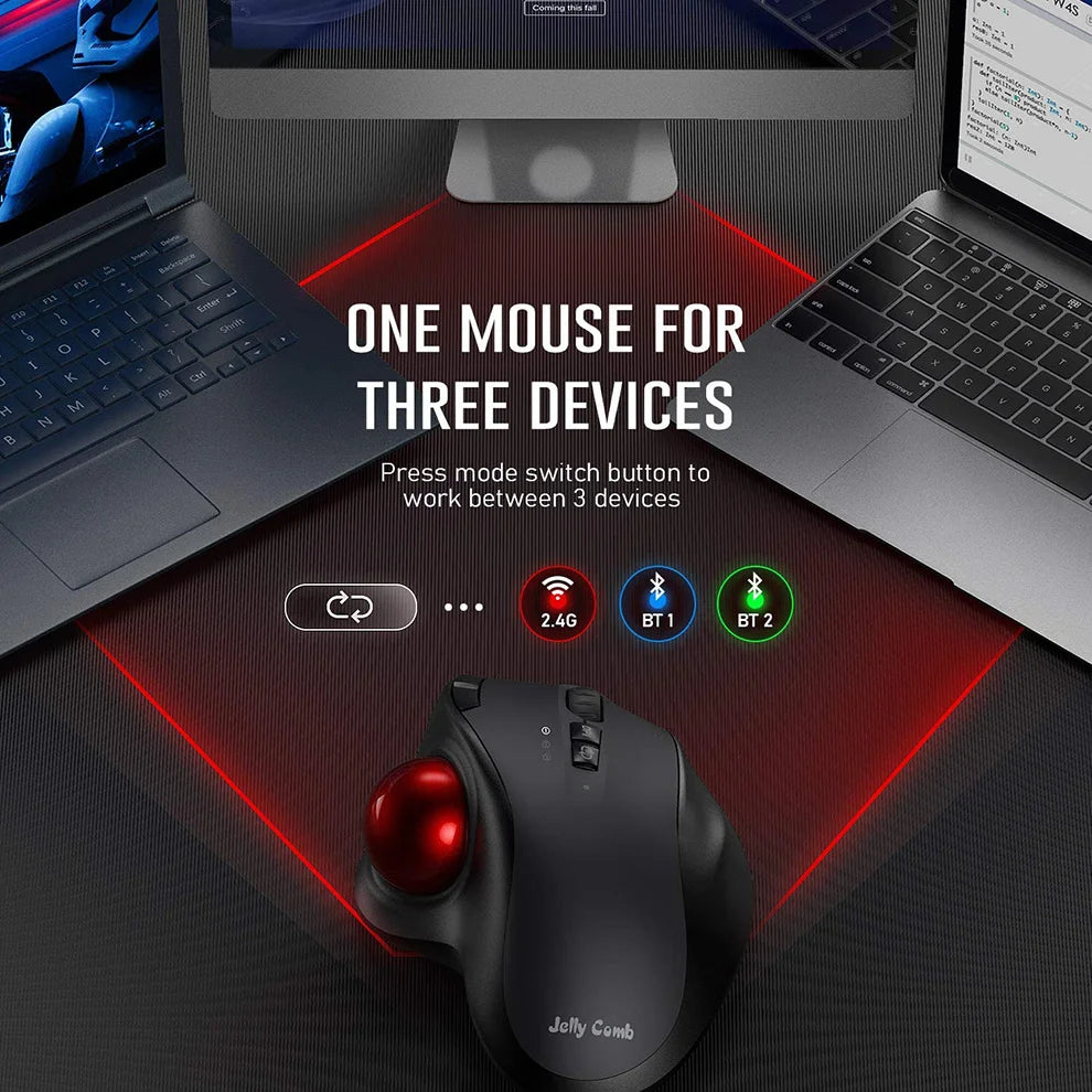 2400DPI Trackball Mouse ,2.4G & Bluetooth Rechargeable Mouse with EVA Case Bag Vertical Ergonomic Mice for Laptop iPad Mackbook