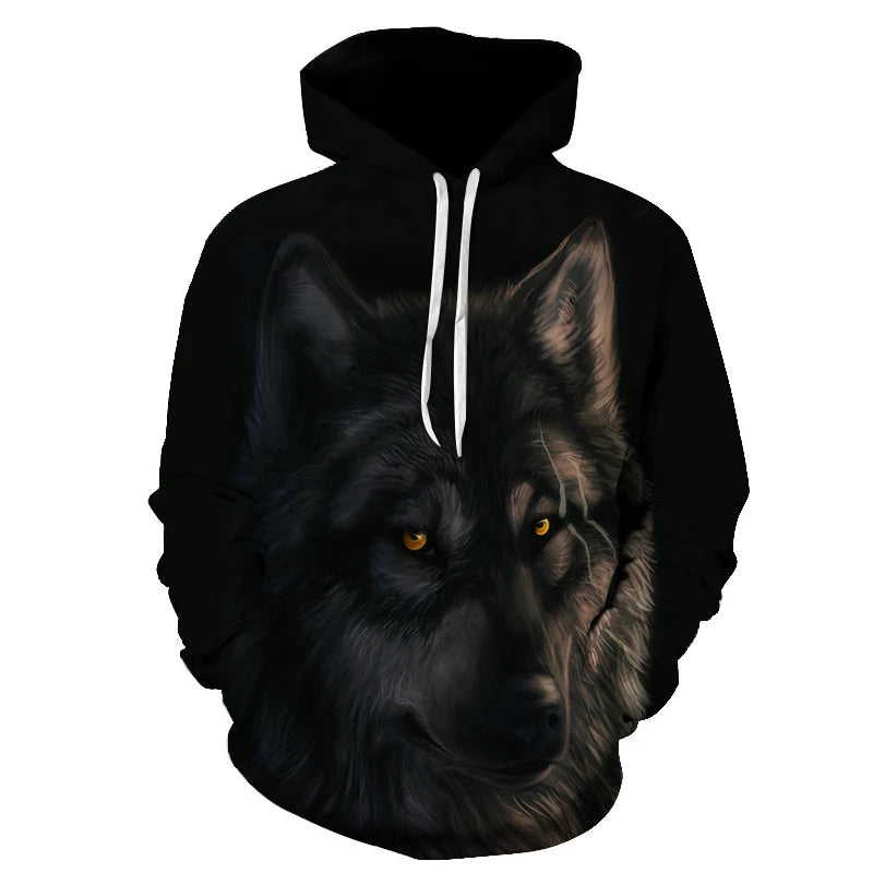 Felpa con cappuccio Cool Space Galaxy Wolf da uomo, lupo luminoso alla moda, felpa pullover con cappuccio da primavera e autunno