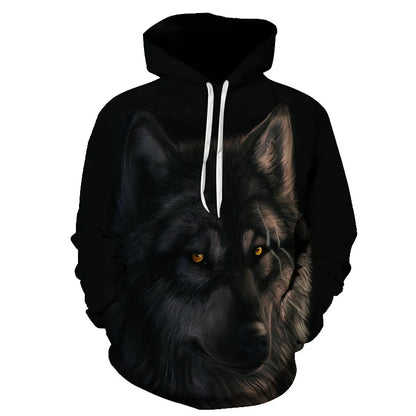Felpa con cappuccio Cool Space Galaxy Wolf da uomo, lupo luminoso alla moda, felpa pullover con cappuccio da primavera e autunno