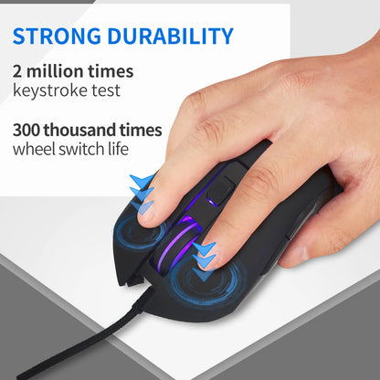 USB-C Wired Gaming Mouse with RGB Backlight, 2400 DPI Silent Computer Mouse for Type-C Laptop, Ergonomic USB-C Gaming Mouse for PC & Notebook