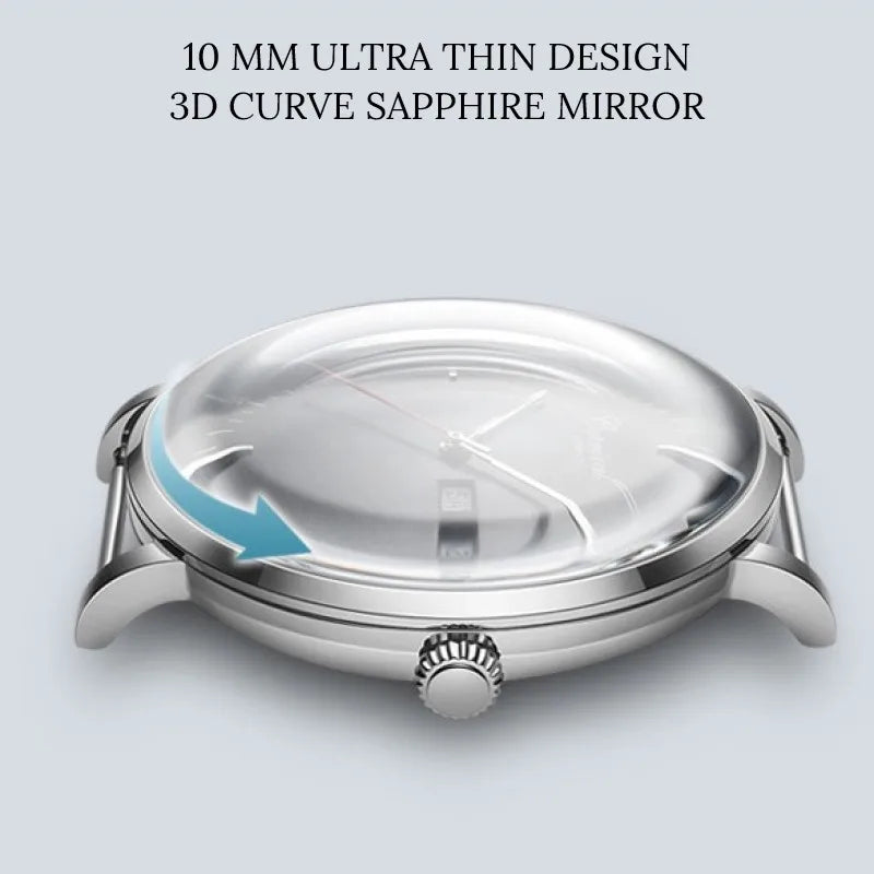 CARNIVAL High Quality MIYOTA Automatic Watch Curved Sapphire Mechanical Watches for Men Calendar Leather Waterproof Montre Homme