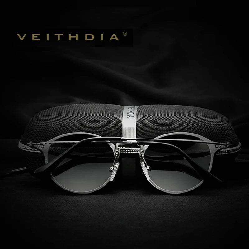 VEITHDIA Men Sunglasses Fashion Round Unisex Sun Glasses Polarized Coating Mirror Sports Driving Male Eyewear For Women 6358