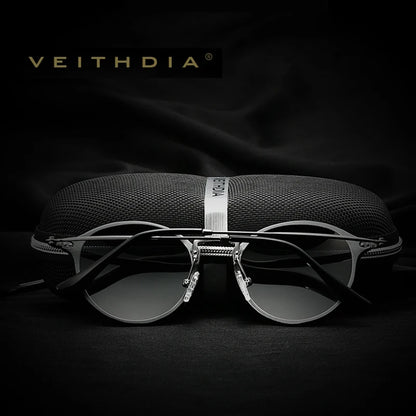 VEITHDIA Men Sunglasses Fashion Round Unisex Sun Glasses Polarized Coating Mirror Sports Driving Male Eyewear For Women 6358