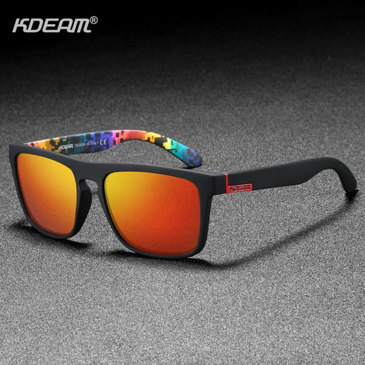 KDEAM Polarized Designer Square Sunglasses Men or Women Elastic Paint Frame Mirror Sun Glasses 17 Colors Available