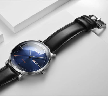 CARNIVAL High Quality MIYOTA Automatic Watch Curved Sapphire Mechanical Watches for Men Calendar Leather Waterproof Montre Homme