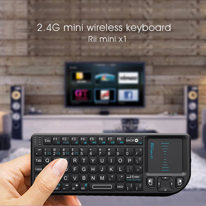 Tastiera wireless mini originale Rii X1 2.4GHz English/RU/ES/FR con TouchPad per Android TV Box/PC/Laptop
