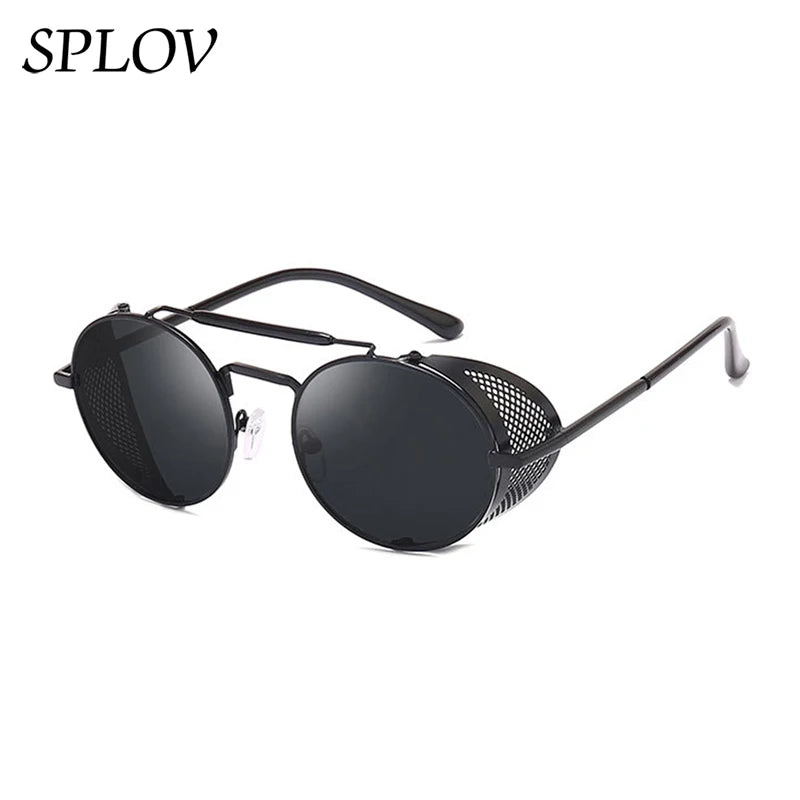 New Steampunk Retro Round Metal Sunglasses Men Women Brand Designer Glasses Metal Shields Shades Oculos De Sol UV400 Eyewear