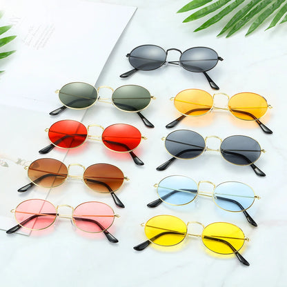 Lunettes de soleil ovales pour femmes, lunettes de conduite, monture ronde sexy, style rétro vintage, couleur or, petite taille, accessoires de cyclisme