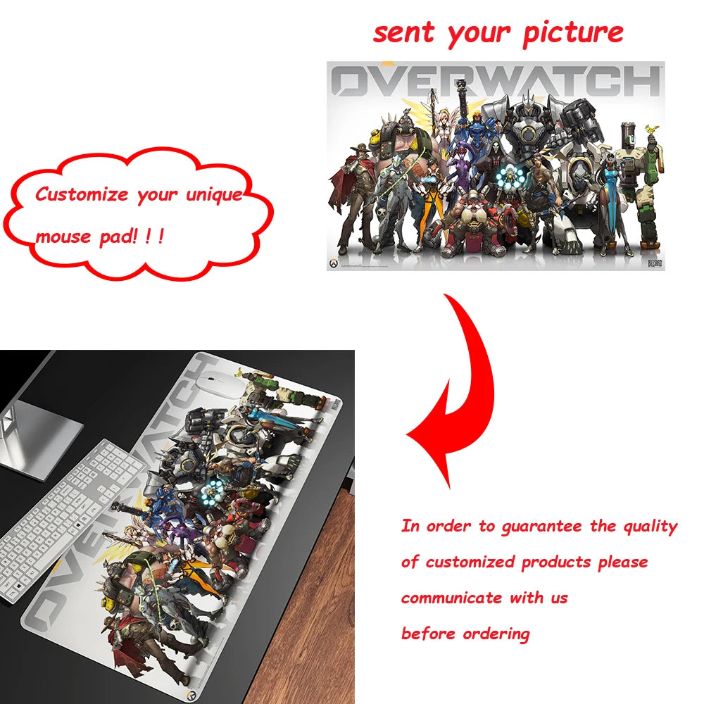 Alfombrilla de ratón gaming anime XXL, alfombrilla grande para ratón con chica, para teclado, ordenador y PC, alfombrilla de escritorio con borde para jugadores de Overwatch/cs Go