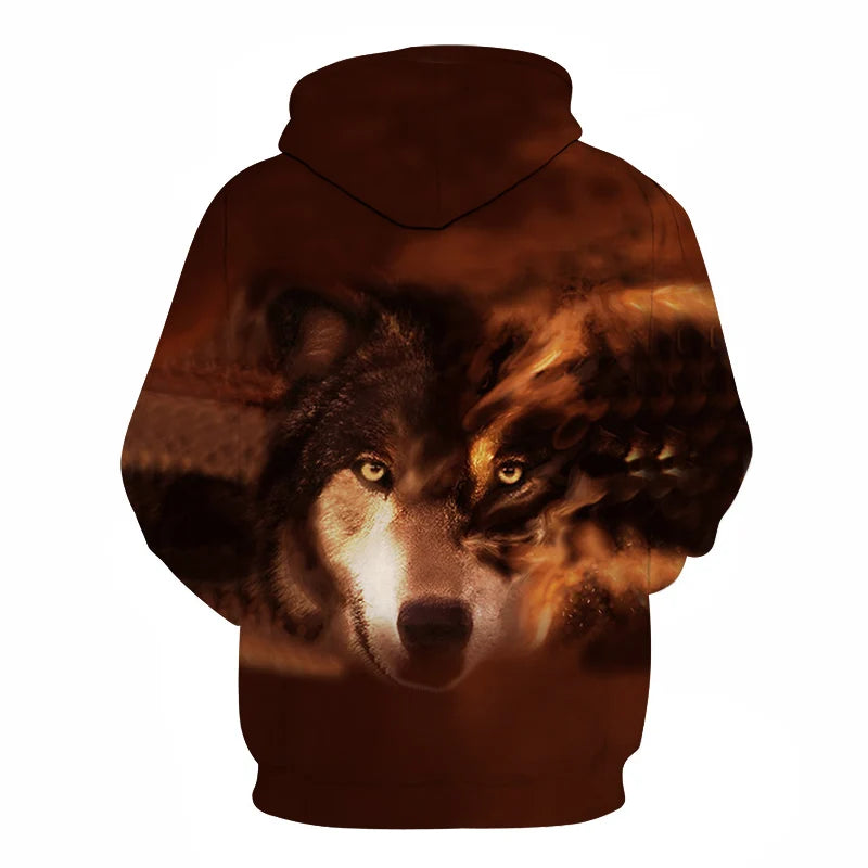 Felpa con cappuccio Cool Space Galaxy Wolf da uomo, lupo luminoso alla moda, felpa pullover con cappuccio da primavera e autunno