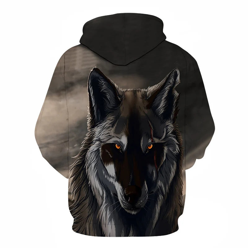Felpa con cappuccio Cool Space Galaxy Wolf da uomo, lupo luminoso alla moda, felpa pullover con cappuccio da primavera e autunno
