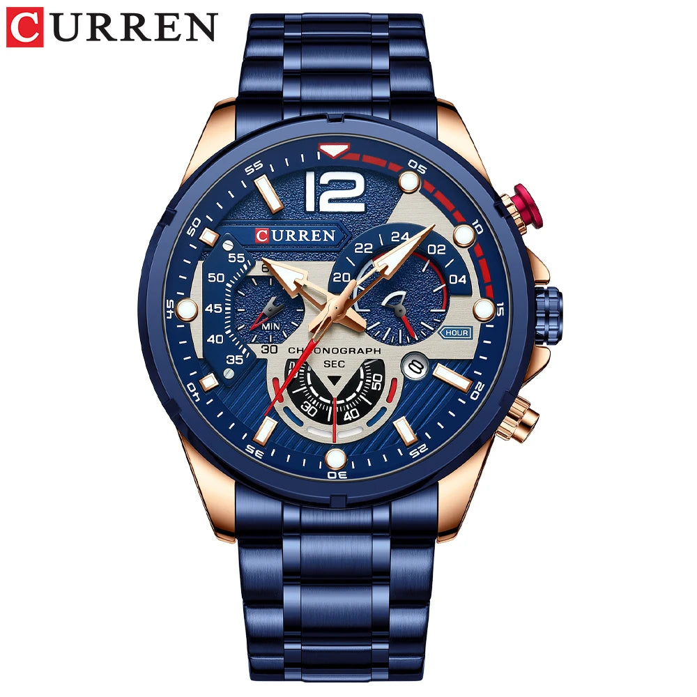CURREN Men’s Luxury Quartz Chronograph Watch  Sport Design, Waterproof & Date Display