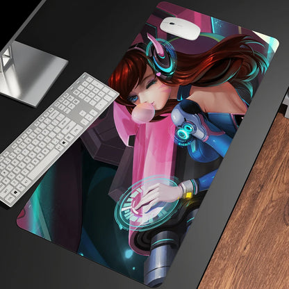 Alfombrilla de ratón gaming anime XXL, alfombrilla grande para ratón con chica, para teclado, ordenador y PC, alfombrilla de escritorio con borde para jugadores de Overwatch/cs Go