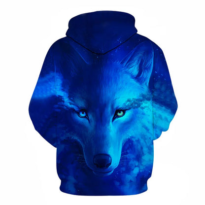 Felpa con cappuccio Cool Space Galaxy Wolf da uomo, lupo luminoso alla moda, felpa pullover con cappuccio da primavera e autunno