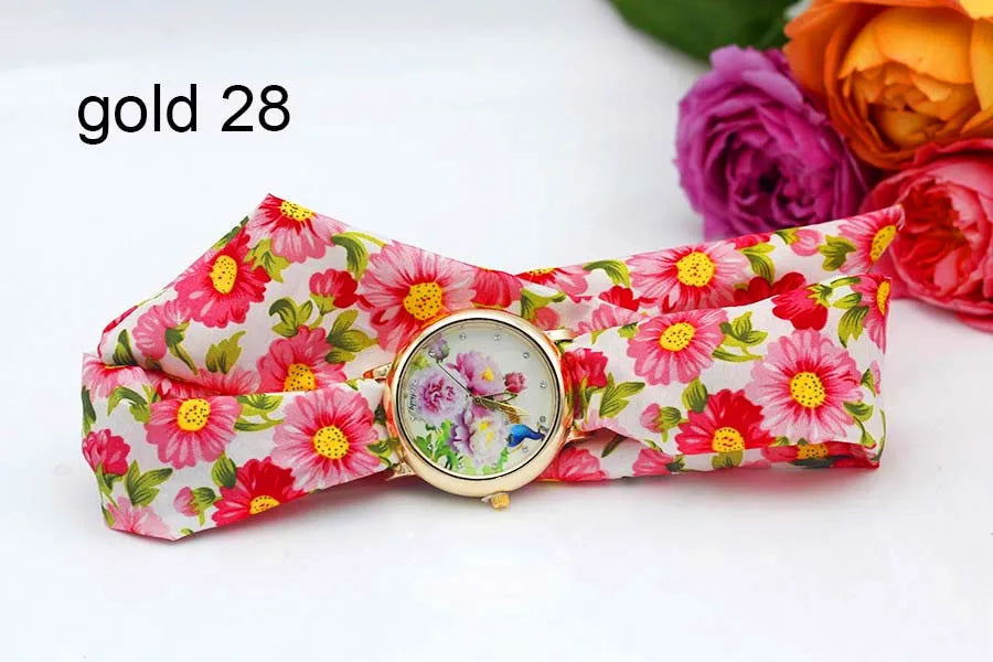 Shsby 2020 Women's Watches Fashion Floral Cloth Ladies Watches Flower Bracelet Clock Dress Wristwatch Luxury Relogio Feminino