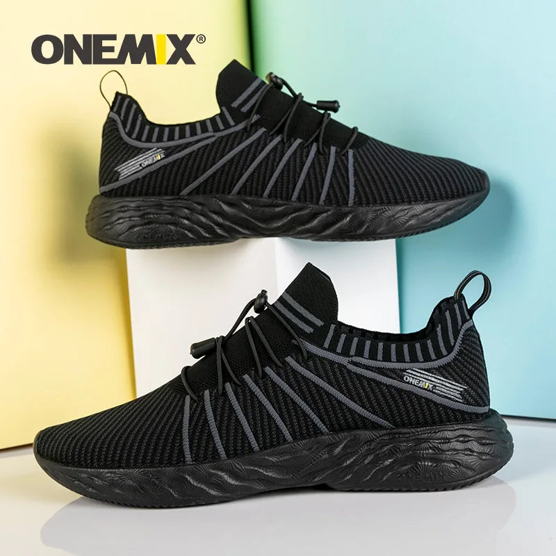 ONEMIX Waterproof Running Shoes for Men Breathable Light Women Training Walking Sneakers Outdoor Trekking Slip-on Sports Shoes