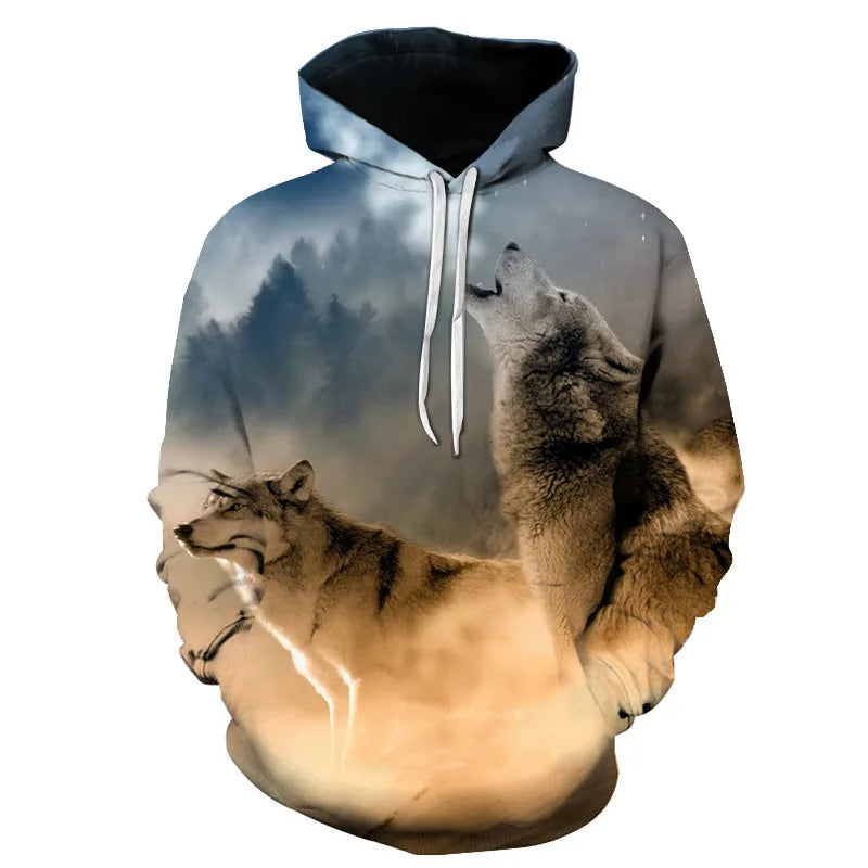 Felpa con cappuccio Cool Space Galaxy Wolf da uomo, lupo luminoso alla moda, felpa pullover con cappuccio da primavera e autunno