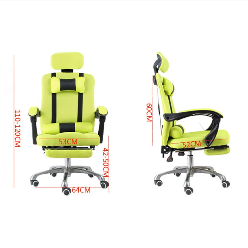 Sedia da gaming per computer e home office in mesh con poggiapiedi, reclinabile per la pausa pranzo, girevole, regolabile in altezza, con poggiatesta BR-10