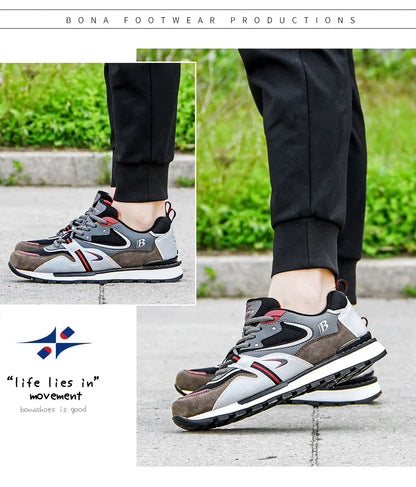 BONA New Designers Scarpe sportive in pelle action da uomo, sneakers da running, scarpe da tennis maschili, calzature da camminata trendy per il fitness