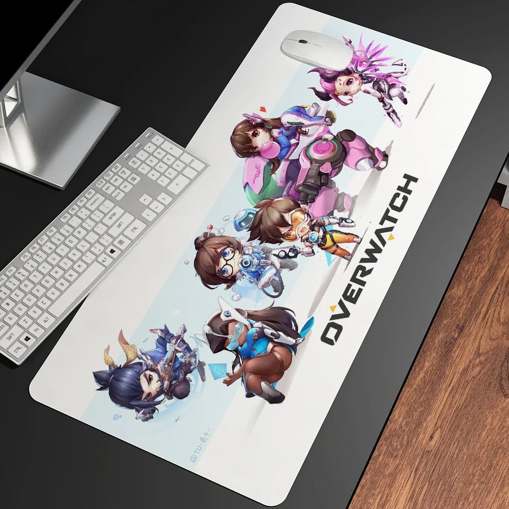 Alfombrilla de ratón gaming anime XXL, alfombrilla grande para ratón con chica, para teclado, ordenador y PC, alfombrilla de escritorio con borde para jugadores de Overwatch/cs Go