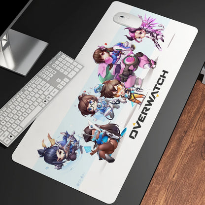 Alfombrilla de ratón gaming anime XXL, alfombrilla grande para ratón con chica, para teclado, ordenador y PC, alfombrilla de escritorio con borde para jugadores de Overwatch/cs Go
