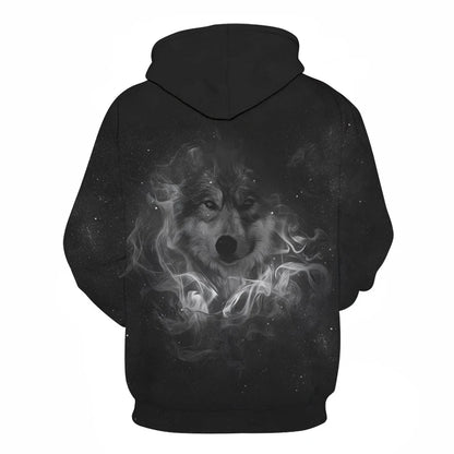 Felpa con cappuccio Cool Space Galaxy Wolf da uomo, lupo luminoso alla moda, felpa pullover con cappuccio da primavera e autunno