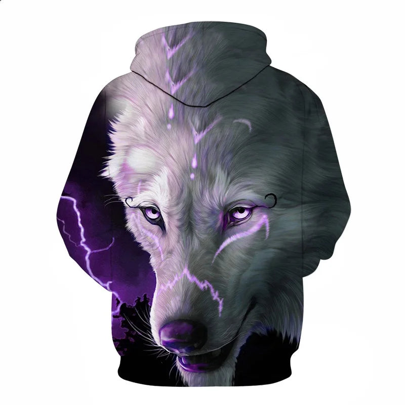 Felpa con cappuccio Cool Space Galaxy Wolf da uomo, lupo luminoso alla moda, felpa pullover con cappuccio da primavera e autunno