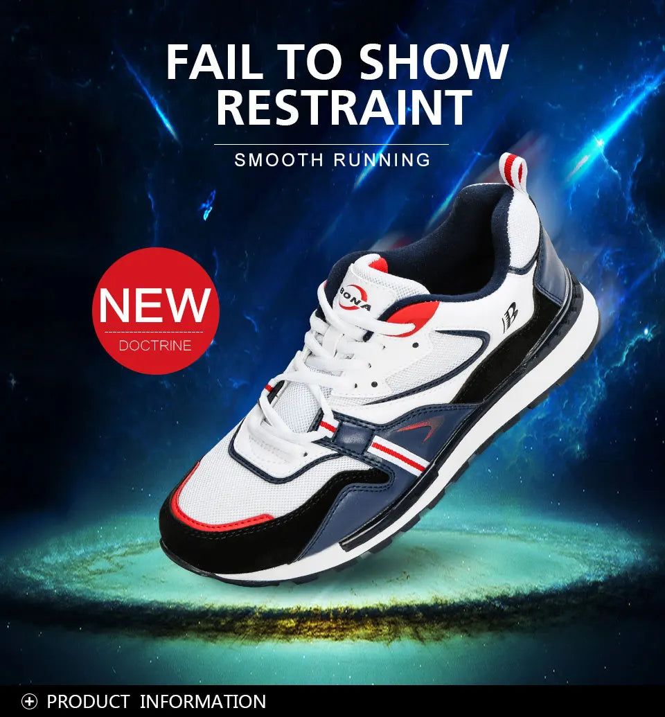 BONA New Designers Scarpe sportive in pelle action da uomo, sneakers da running, scarpe da tennis maschili, calzature da camminata trendy per il fitness