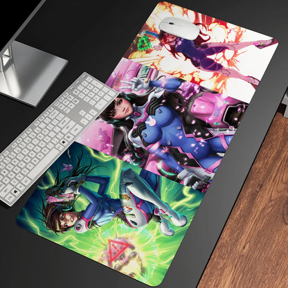 Alfombrilla de ratón gaming anime XXL, alfombrilla grande para ratón con chica, para teclado, ordenador y PC, alfombrilla de escritorio con borde para jugadores de Overwatch/cs Go