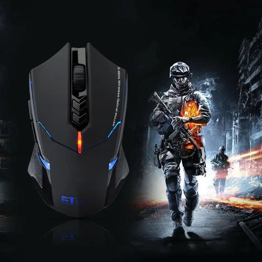 ET X-08 Wireless Gaming Mouse 2000 DPI, 2.4GHz Wireless Gaming Mouse with 7 Programmable Buttons, Silent Click LED Gaming Mouse for PC & Laptop