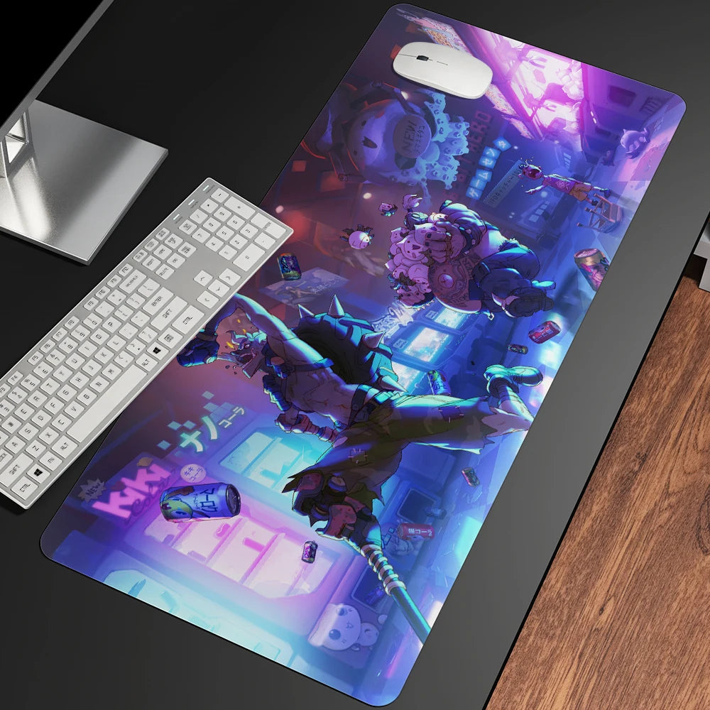 Alfombrilla de ratón gaming anime XXL, alfombrilla grande para ratón con chica, para teclado, ordenador y PC, alfombrilla de escritorio con borde para jugadores de Overwatch/cs Go