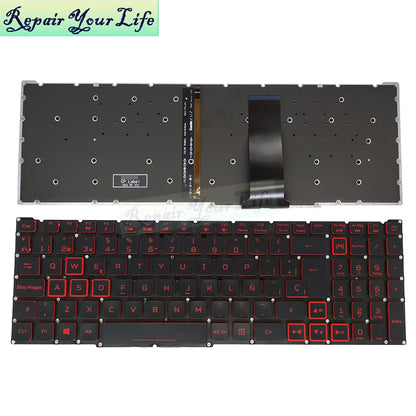 Teclado retroiluminado PT-BR Brazil US RU para Acer Nitro 5 AN515-54 AN515-43 AN517-52 AN517-51 AN517-54 AN715-51 Spain LA IT TR GR FR