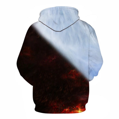 Felpa con cappuccio Cool Space Galaxy Wolf da uomo, lupo luminoso alla moda, felpa pullover con cappuccio da primavera e autunno