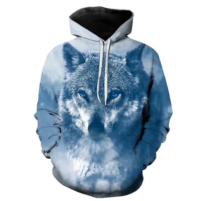 Felpa con cappuccio Cool Space Galaxy Wolf da uomo, lupo luminoso alla moda, felpa pullover con cappuccio da primavera e autunno
