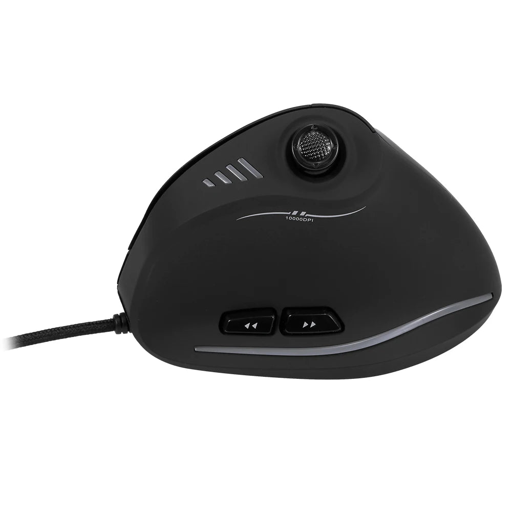 Mouse da gaming cablato Zelotes C-18, 11 pulsanti programmabili, motore laser 10000DPI, fascia luminosa RGB, 128KB, mouse verticale per laptop e PC