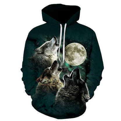 Felpa con cappuccio Cool Space Galaxy Wolf da uomo, lupo luminoso alla moda, felpa pullover con cappuccio da primavera e autunno