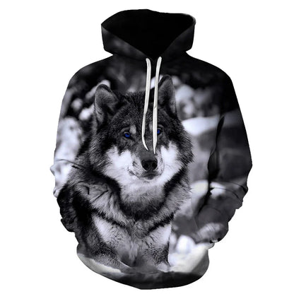 Felpa con cappuccio Cool Space Galaxy Wolf da uomo, lupo luminoso alla moda, felpa pullover con cappuccio da primavera e autunno