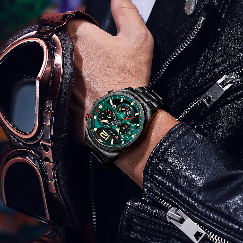 CURREN Watches Men's Sport Quartz Chronograph Wristwatches Luxury Stainless Steel Clock with Luminous Watch Relogio Masculino