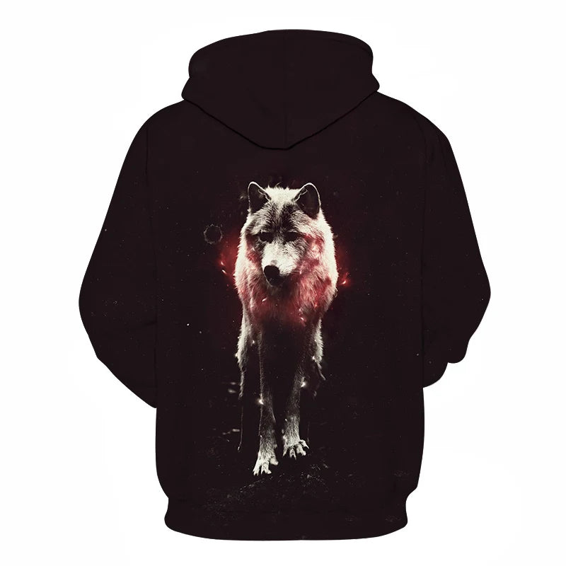 Felpa con cappuccio Cool Space Galaxy Wolf da uomo, lupo luminoso alla moda, felpa pullover con cappuccio da primavera e autunno