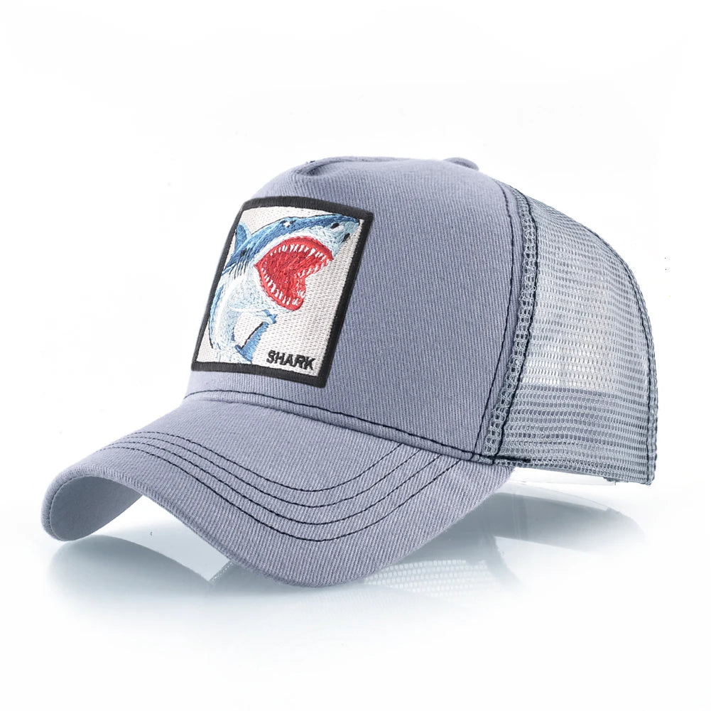 Trucker Caps Men Women Streetwear Hip Hop Baseball Cap With Shark Embroidery Patch Snapback Drake Bones Casquette Four Seasons