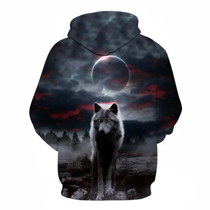 Felpa con cappuccio Cool Space Galaxy Wolf da uomo, lupo luminoso alla moda, felpa pullover con cappuccio da primavera e autunno