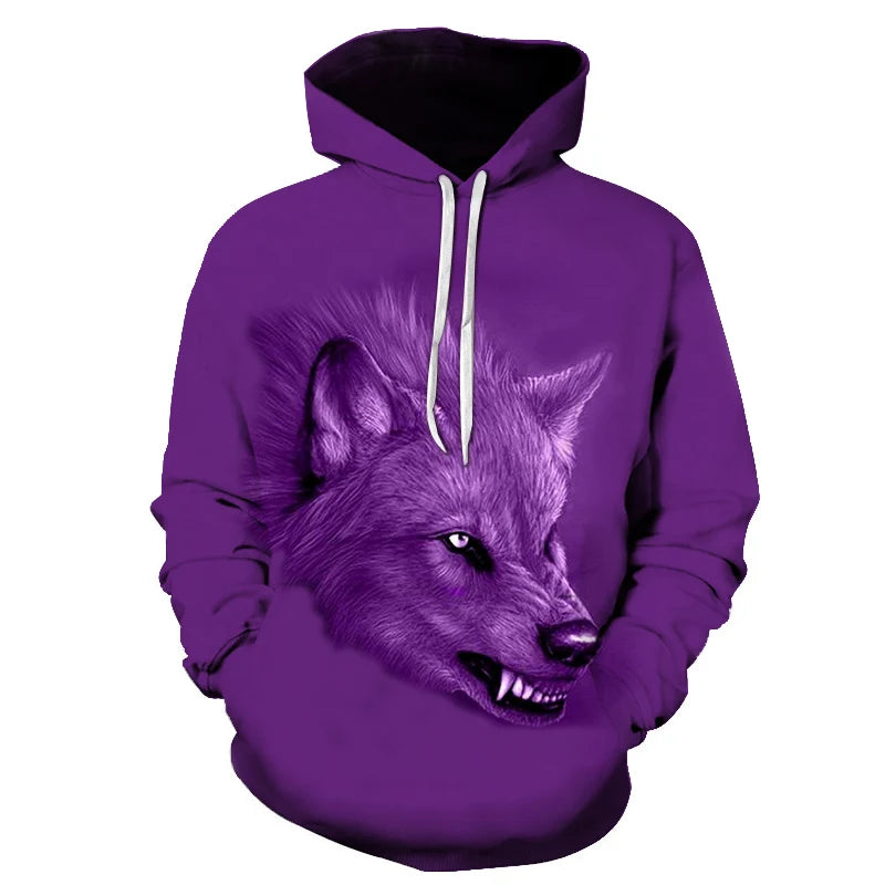Felpa con cappuccio Cool Space Galaxy Wolf da uomo, lupo luminoso alla moda, felpa pullover con cappuccio da primavera e autunno