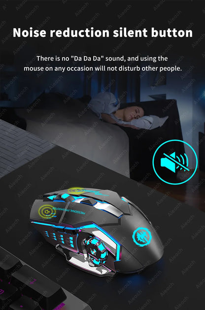 Rechargeable Wireless Mouse Gaming Computer Silent Bluetooth Mouse USB Mechanical E-Sports Backlight PC Gamer Mouse For Computer