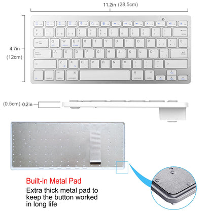 Portable Spanish Bluetooth Keyboard Light Slim Wireless Keyboard teclado for Mac iPad iPhone iOS Android Windows Smart TV