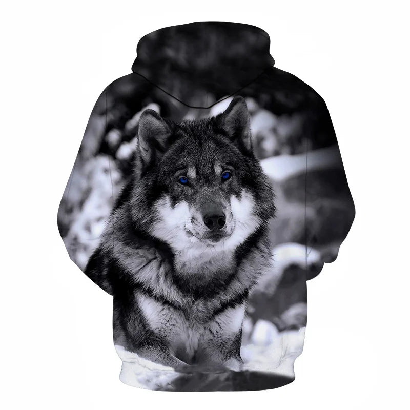 Felpa con cappuccio Cool Space Galaxy Wolf da uomo, lupo luminoso alla moda, felpa pullover con cappuccio da primavera e autunno