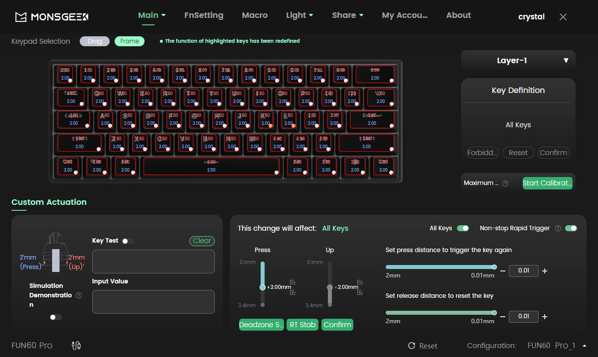 Teclado mecánico Akko MonsGeek FUN60 con interruptores magnéticos 60% para gaming, Rapid Trigger 0.01mm, 8K, ARGB, HE/TMR, teclado personalizado