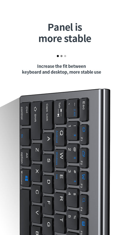 Tastiera wireless Bluetooth 5.0&3.0&2.4G FN+1/2/3 Dual-Mode 350mAh ultra sottile per laptop, PC, TV, iPad, Macbook e Android