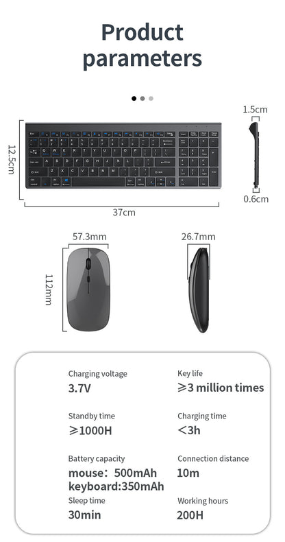 Tastiera wireless Bluetooth 5.0&3.0&2.4G FN+1/2/3 Dual-Mode 350mAh ultra sottile per laptop, PC, TV, iPad, Macbook e Android