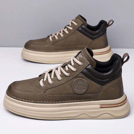 High Quality Mens Casual Leather Thick Bottom Oxford Shoes Fashion Outdoor Flat Top Quality Oxford Shoes Handmade Walking Shoes